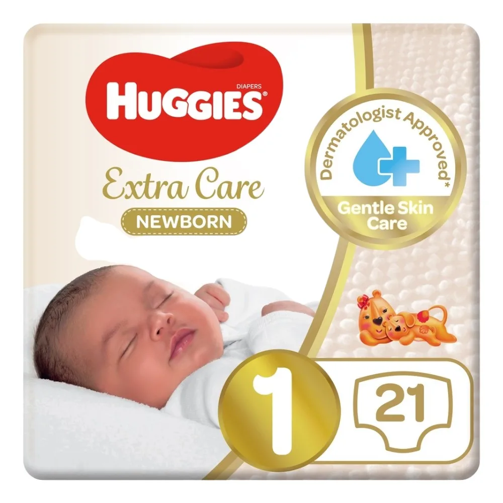 Couches bébé nouveau-né Extra Care taille 1 x21 pièces - HUGGIES