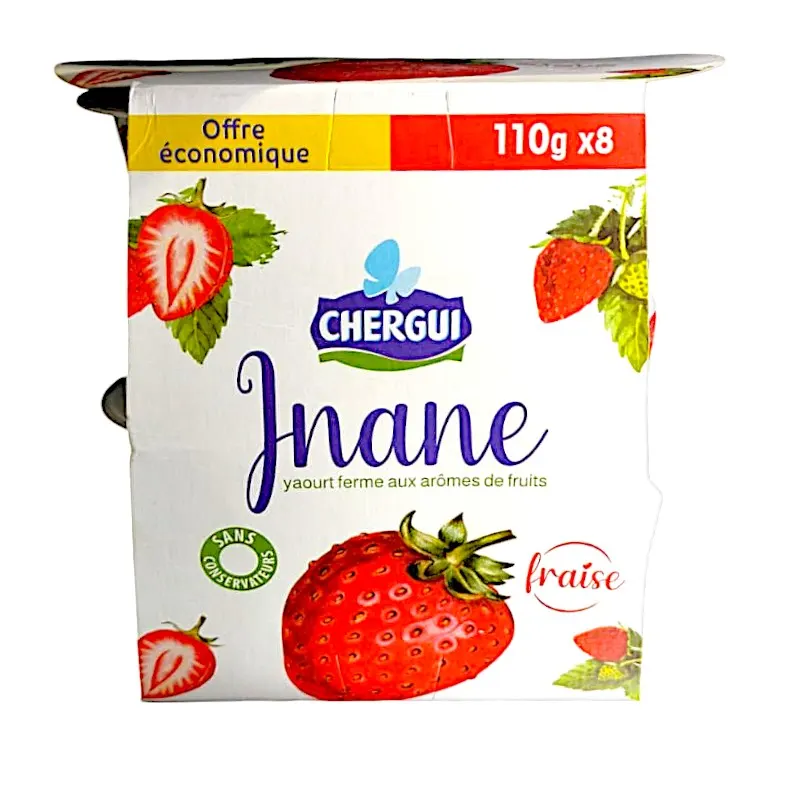 Yaourt ferme saveur fraise Jnane 8x110g - CHERGUI