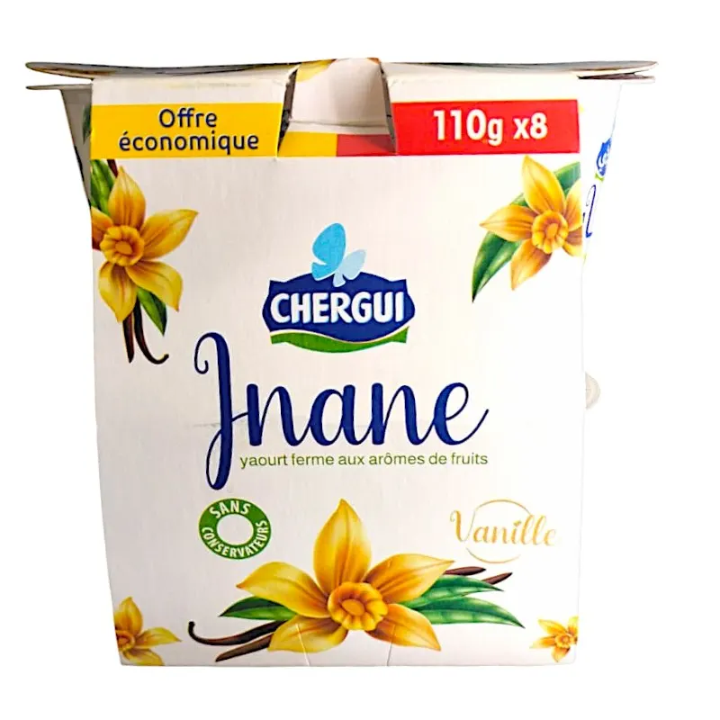 Yaourt ferme saveur vanille Jnane 8x110g - CHERGUI