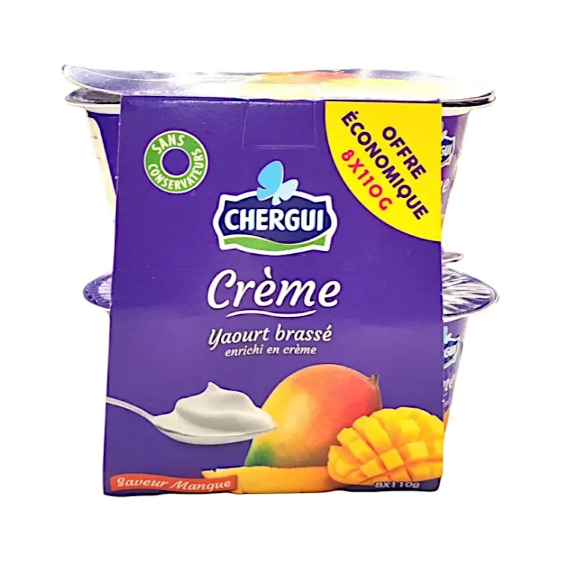 Yaourt brassé mangue Crème 8x110g - CHERGUI