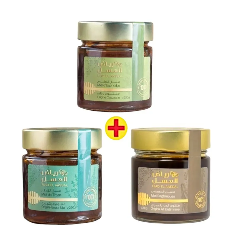 Miel de daghmous thym et euphorbe 3x250g - RIAD EL AASSAL