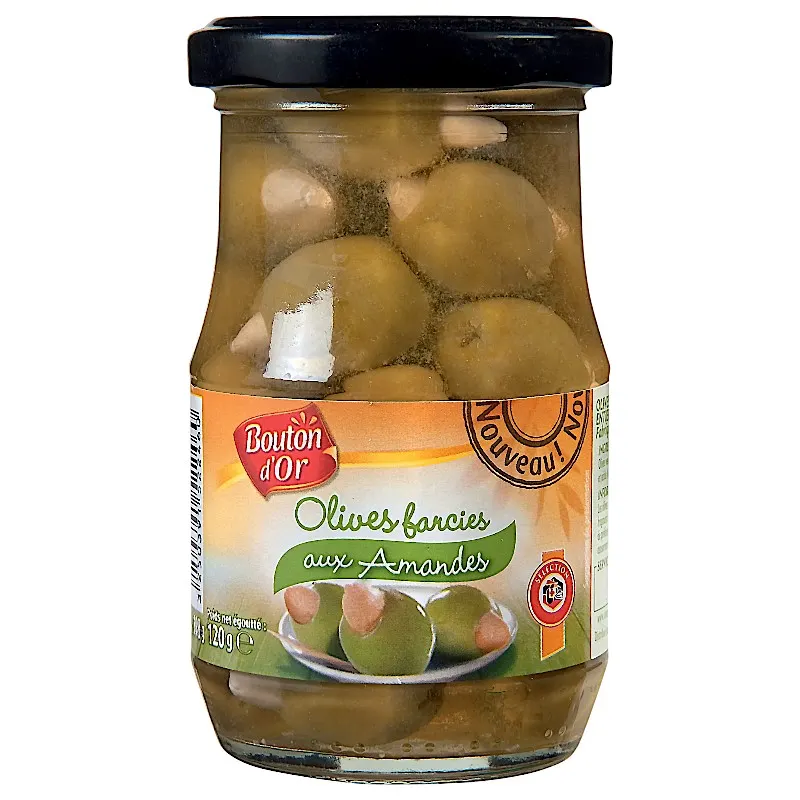 Intermarché - Olives vertes farcies aux amandes 120g - BOUTON D'OR