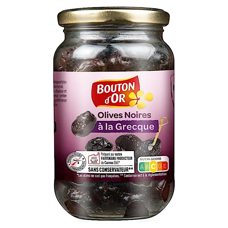 Intermarché - Olives noires à la grecque 250g - BOUTON D'OR