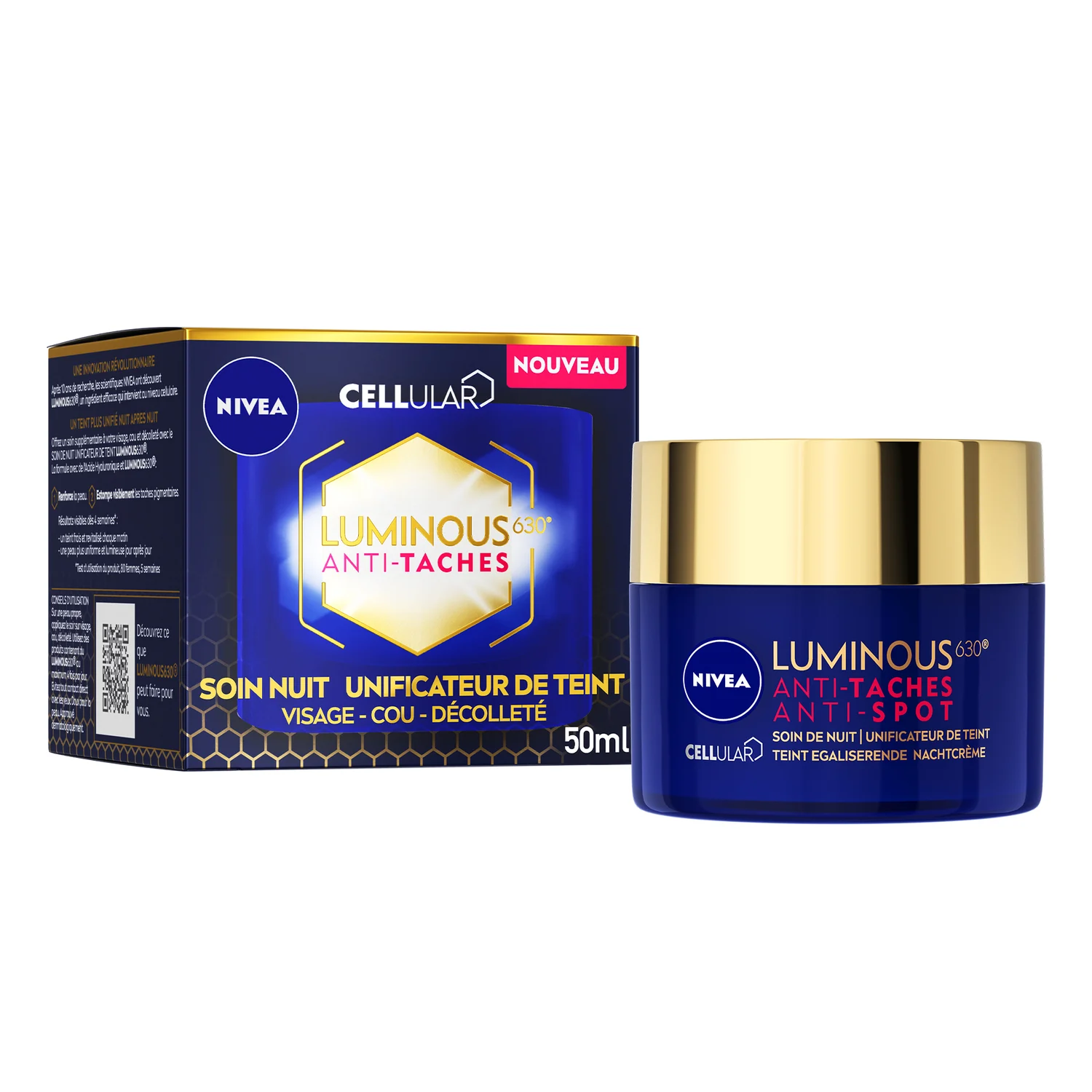 Soin de nuit unificateur de teint Cellular Luminous 630 50ml - NIVEA