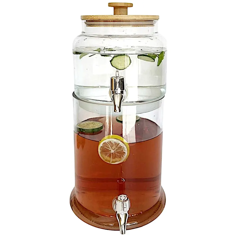 Distributeur de jus en verre à 2 réservoirs 2,3L + 4L
