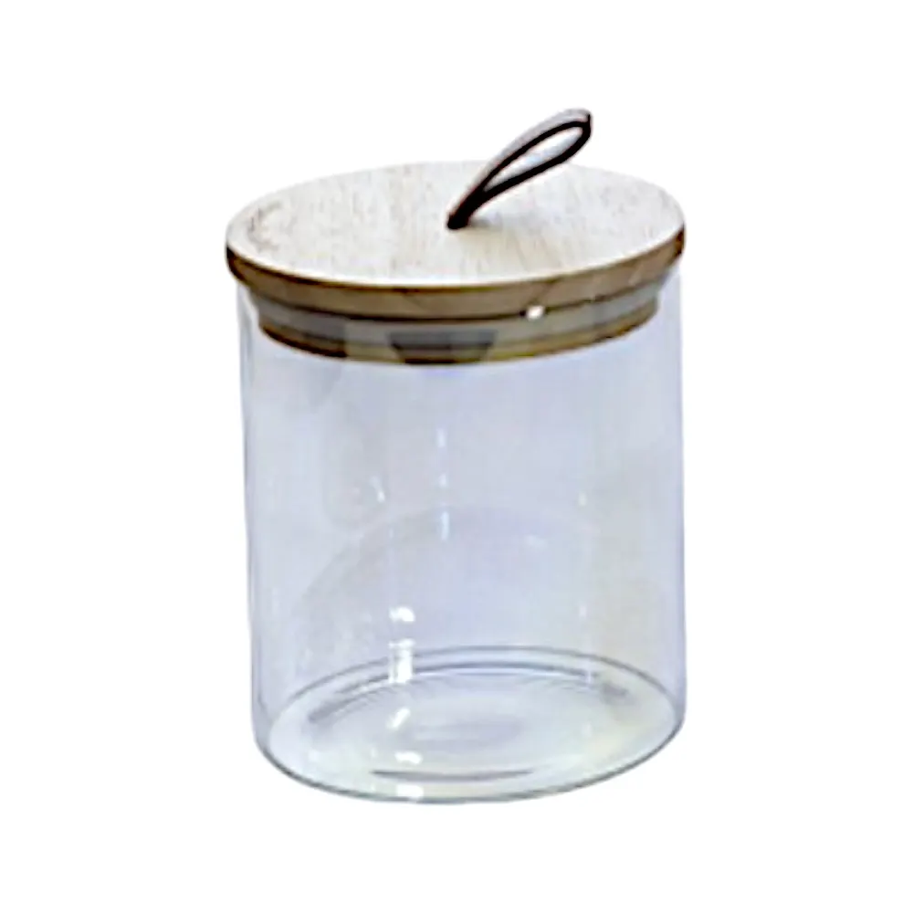 Bocal en verre 10x13cm + couvercle en bambou