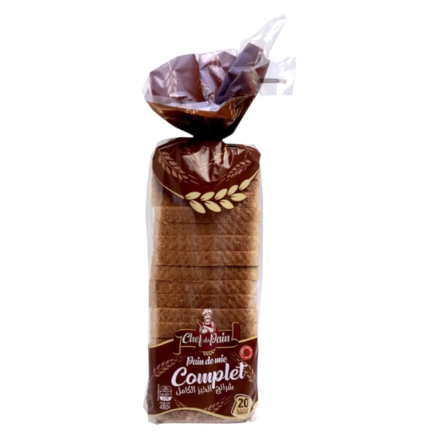 Pain de mie complet x20 tranches 480g - CHEF DU PAIN