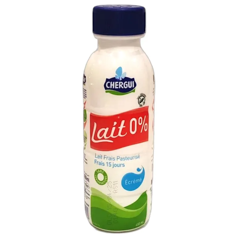 Lait frais 0% conservation prolongée 450ml - CHERGUI