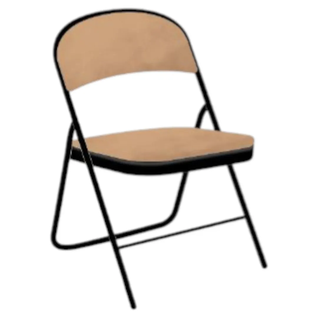 Chaise pliante en velours assise renforcée beige