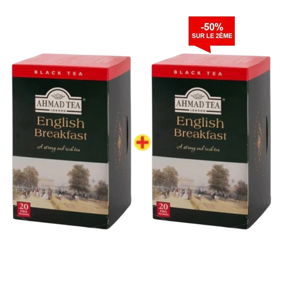 Thé noir English Breakfast 20 sachets 1 acheté 2ème à -50% - AHMAD TEA
