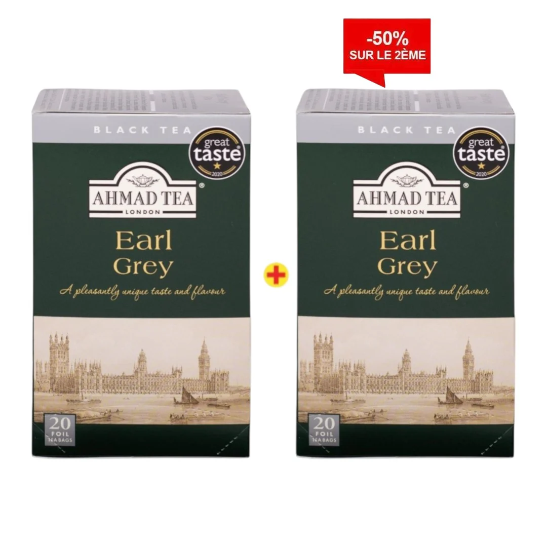 Thé noir Early grey 20 sachets 1 acheté 2ème à -50% - AHMAD TEA
