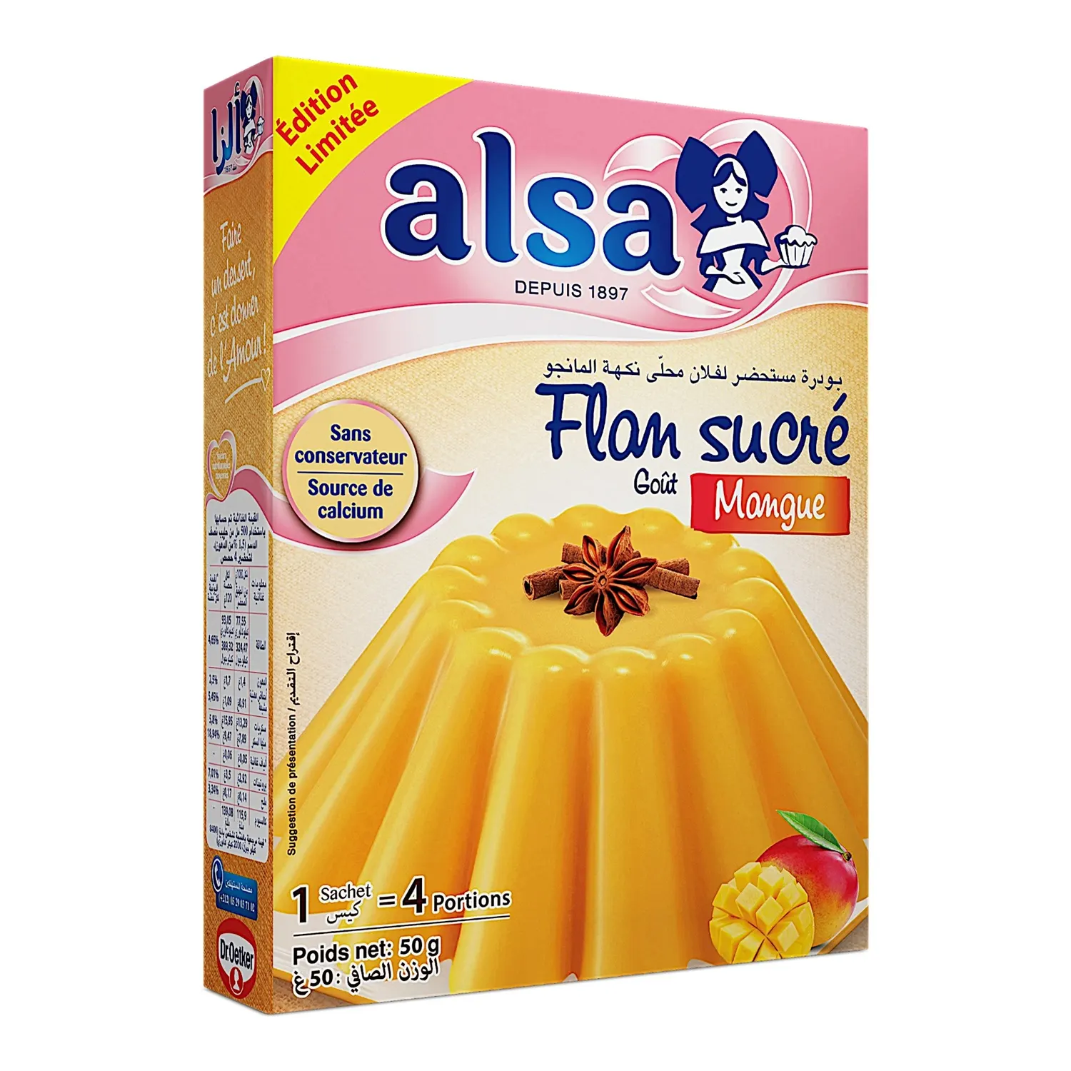 Préparation pour flan goût mangue 50g - ALSA