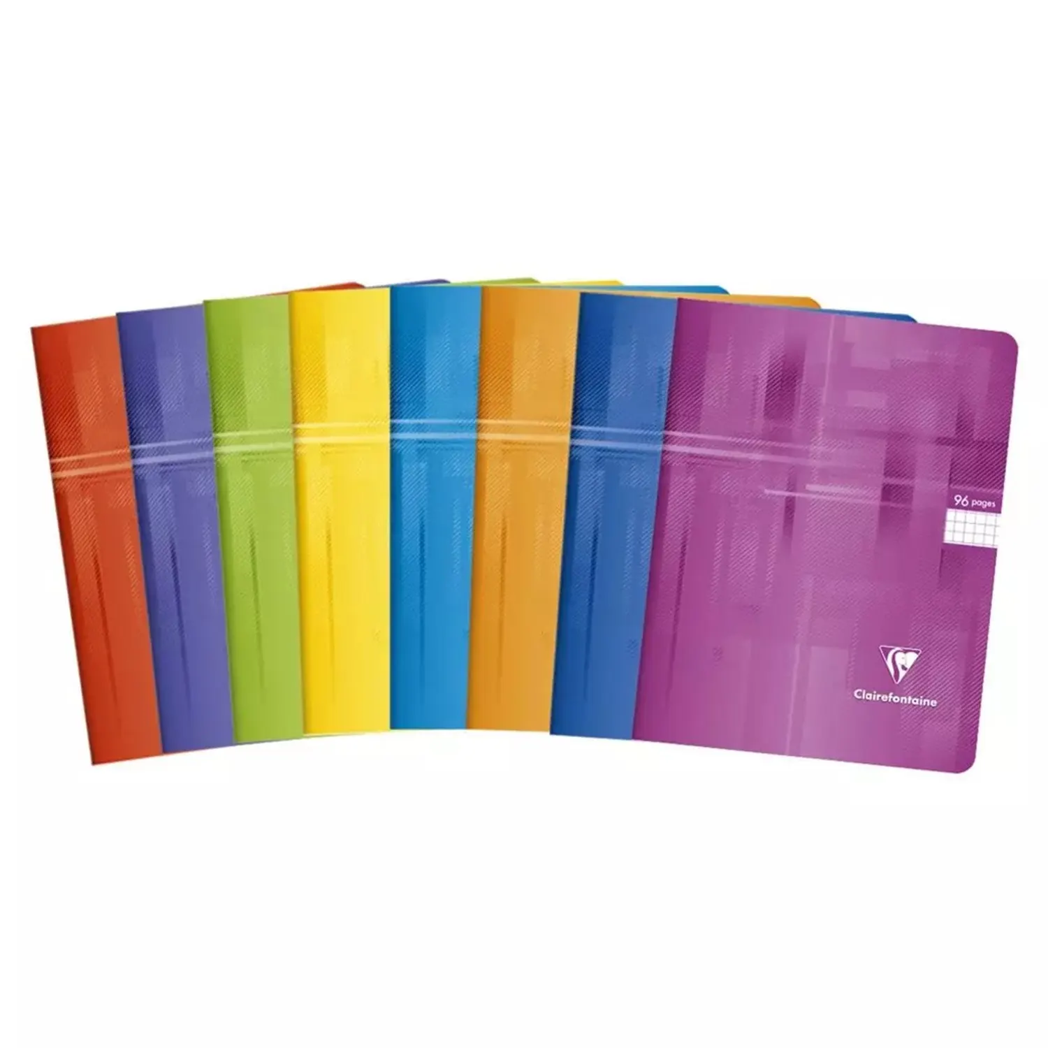 Cahier piqûre 96p 17x22 cm 5x5 90g pelliculé 8 couleurs CLAIREFONTAINE
