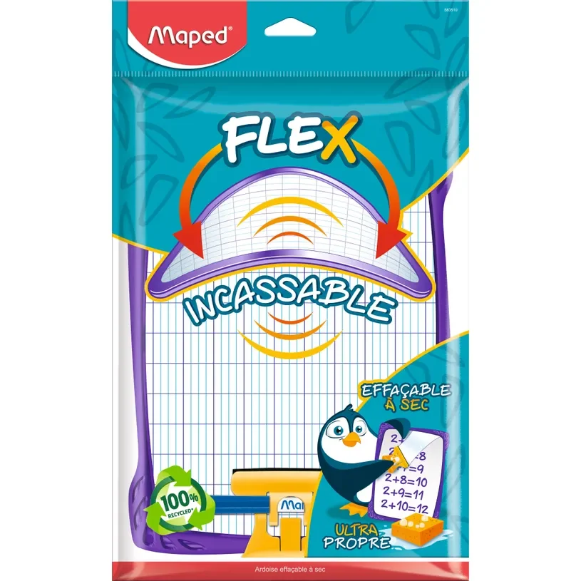 Ardoise effaçable + feutre + brosse + porte-accessoires - MAPED