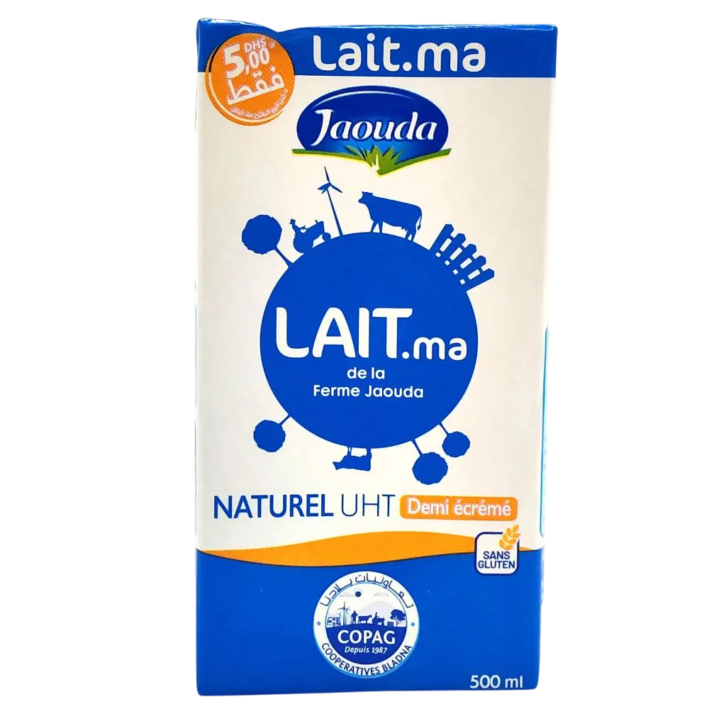 Lait UHT demi-écrémé 500ml - JAOUDA