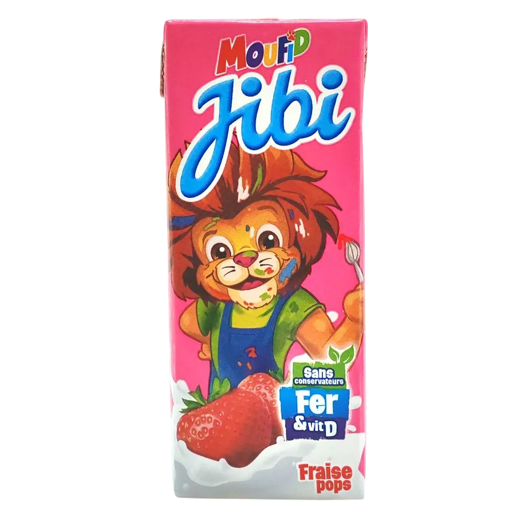 Lait UHT aromatisé à la fraise Jibi 200ml - CENTRALE