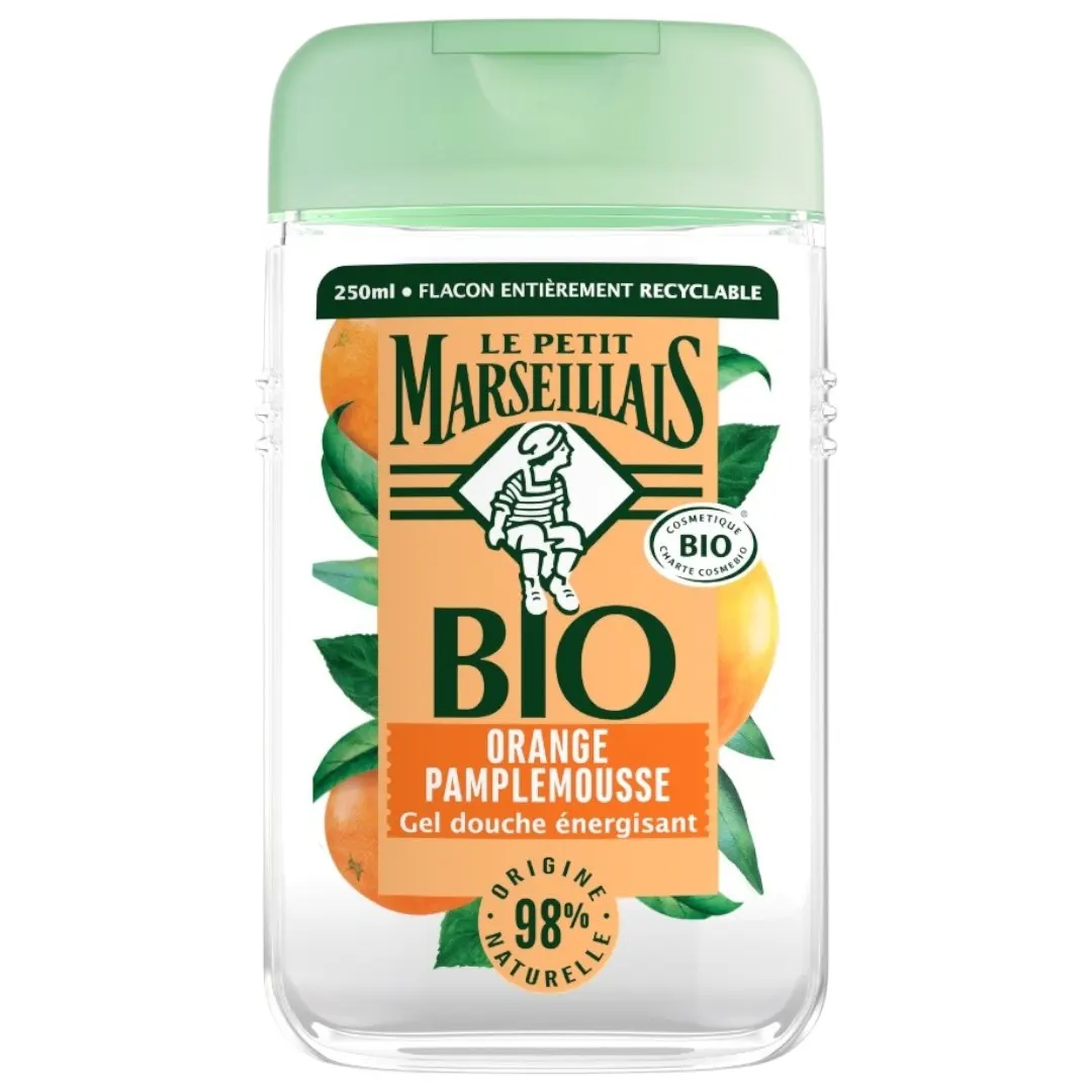 Gel douche énergisant orange pamplemousse Bio 250ml - LE PETIT MARSEILLAIS 