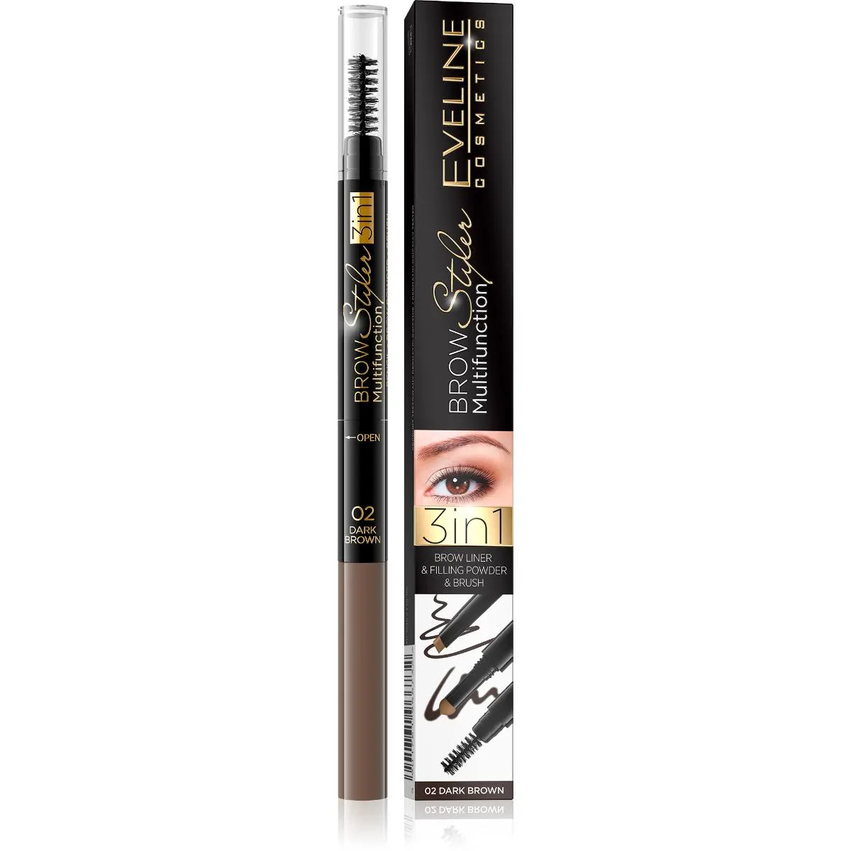 Crayon sourcils Brow Styler Multifonction N°02 Dark Brown - EVELINE