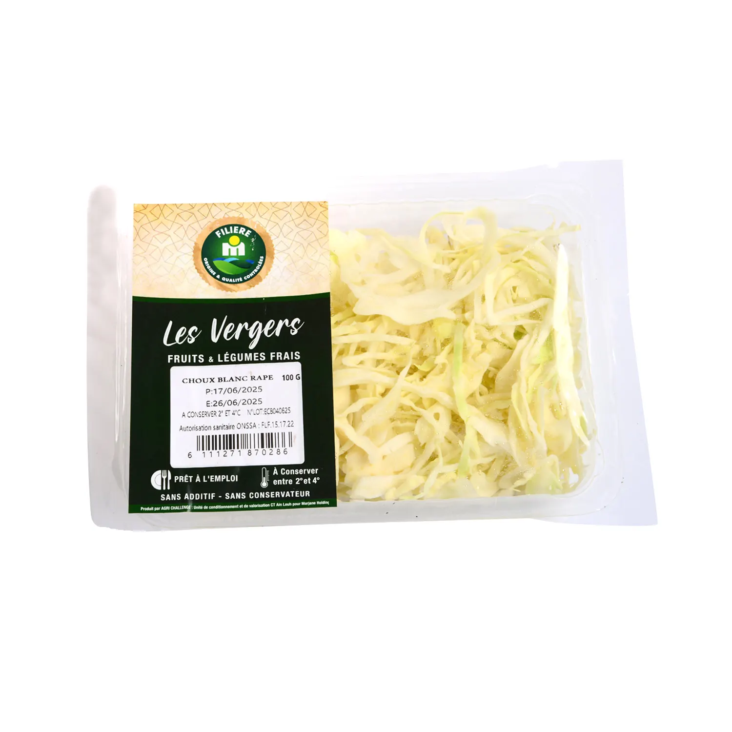 Choux blanc râpé 100g - KAMILTY
