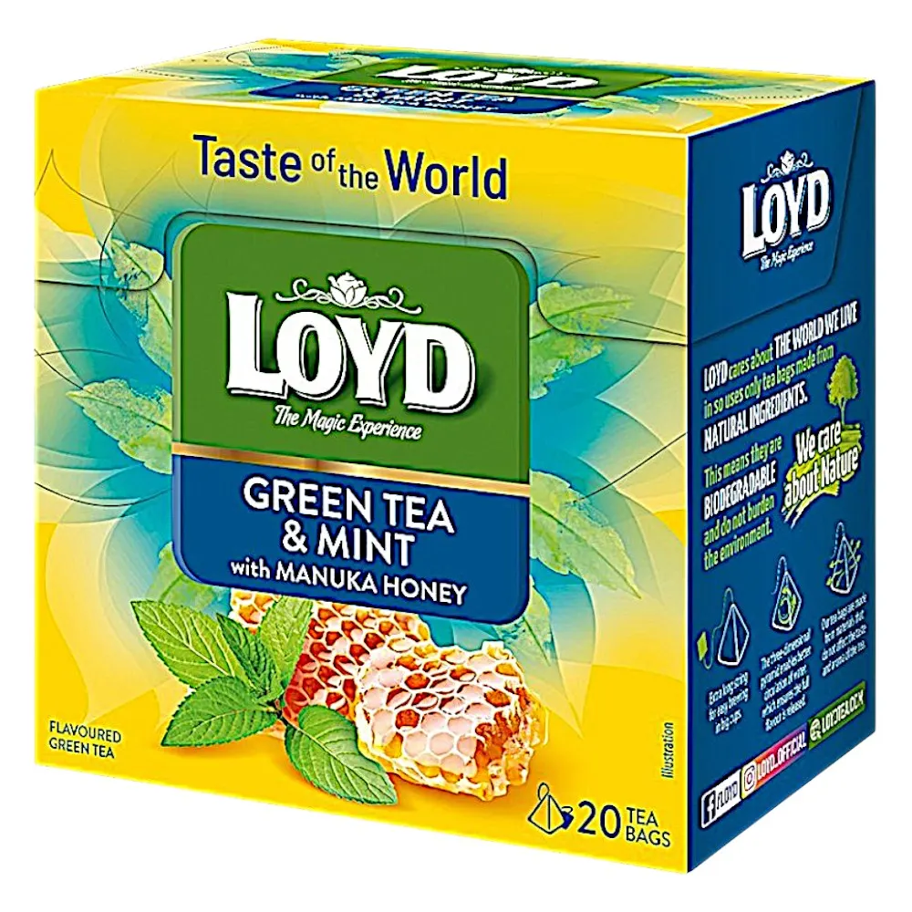 Thé vert à la menthe et à la fleur d'oranger et au miel de Manuka20sachets- LOYD