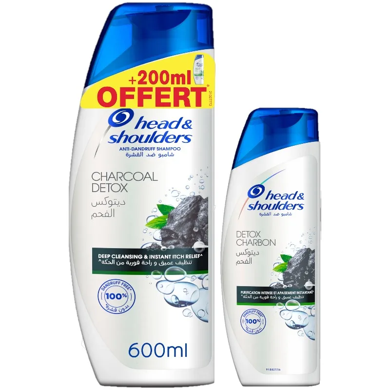 Shampoing Detox Charbon 600ml + 200ml - HEAD & SHOULDERS