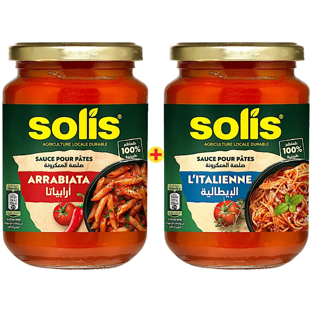 Sauce pour pâtes Arrabiata 350g + sauce Italienne 350g - SOLIS