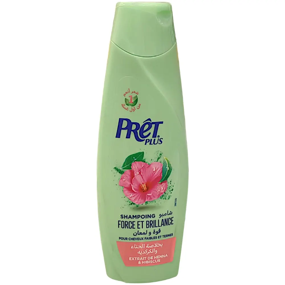 Shampoing aux extraits de henna & hibiscus force et brillance 360ml - PRÊT PLUS