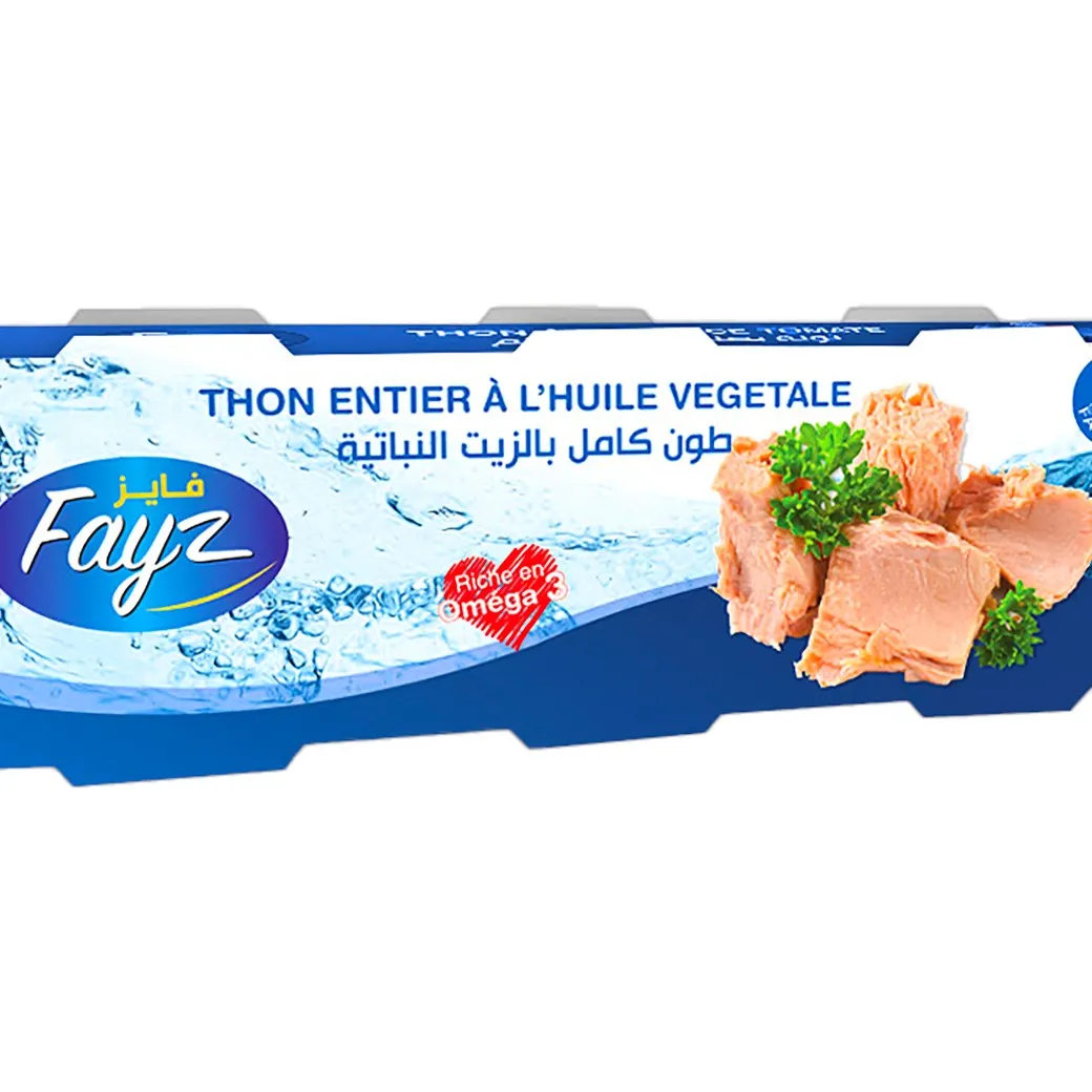 Thon entier huile vegetale 3x80g - FAYZ