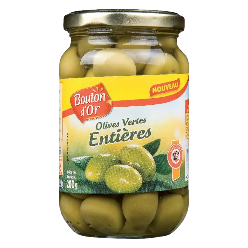 Intermarché - Olives vertes entières 200G - BOUTON D'OR