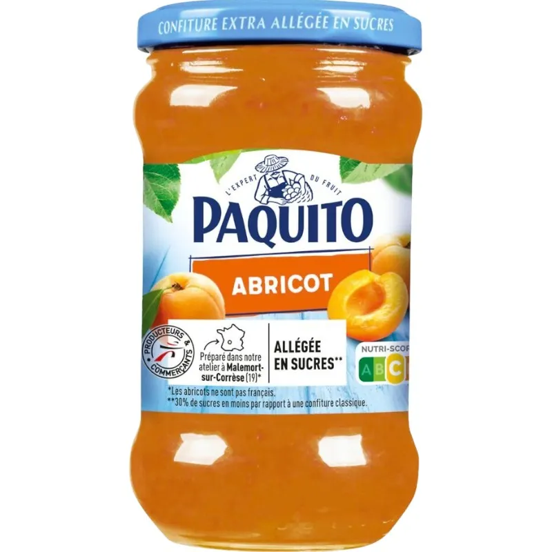 Intermarché - Confiture d'abricots allégée en sucre 335g - PAQUITO