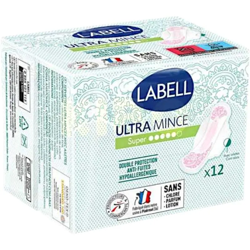 Intermarché - Serviettes hygiéniques ultra minces avec ailettes x12 - LABELL