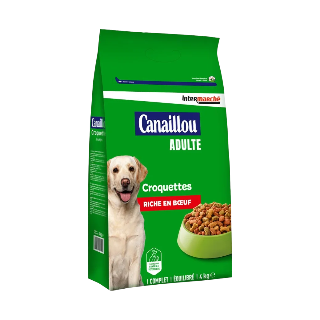 Intermarché - Croquettes au bœuf-poulet pour chien adulte 4kg - CANAILLOU