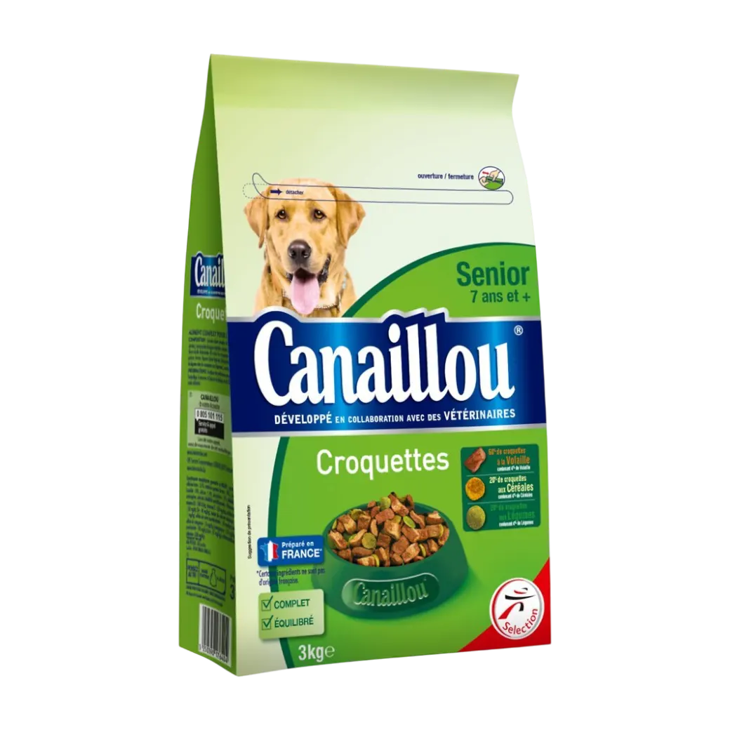Intermarché - Croquettes volaille pour chiens senior 7 ans et + 3kg - CANAILLOU