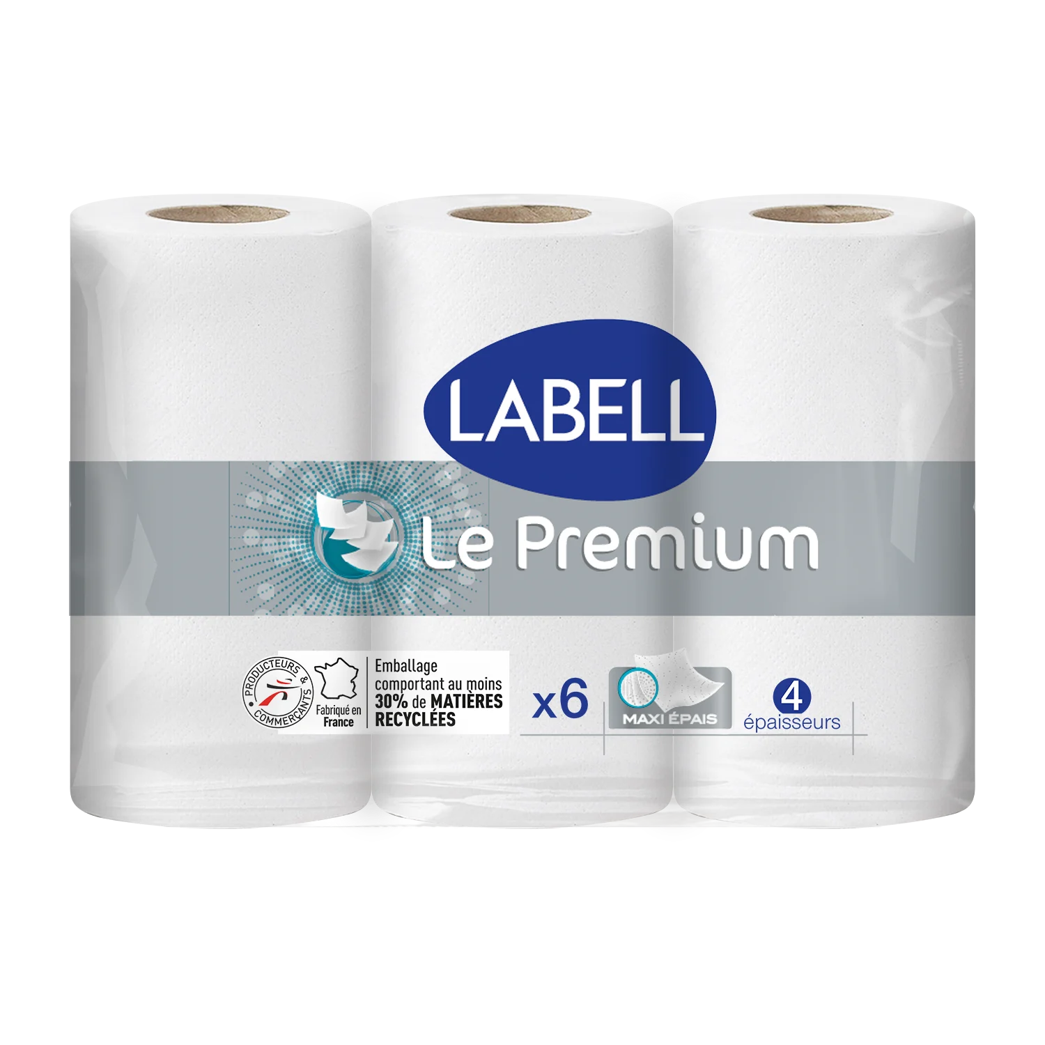 Intermarché - Papier hygiénique blanc prémium 4 plis x 6 rouleaux - LABELL 
