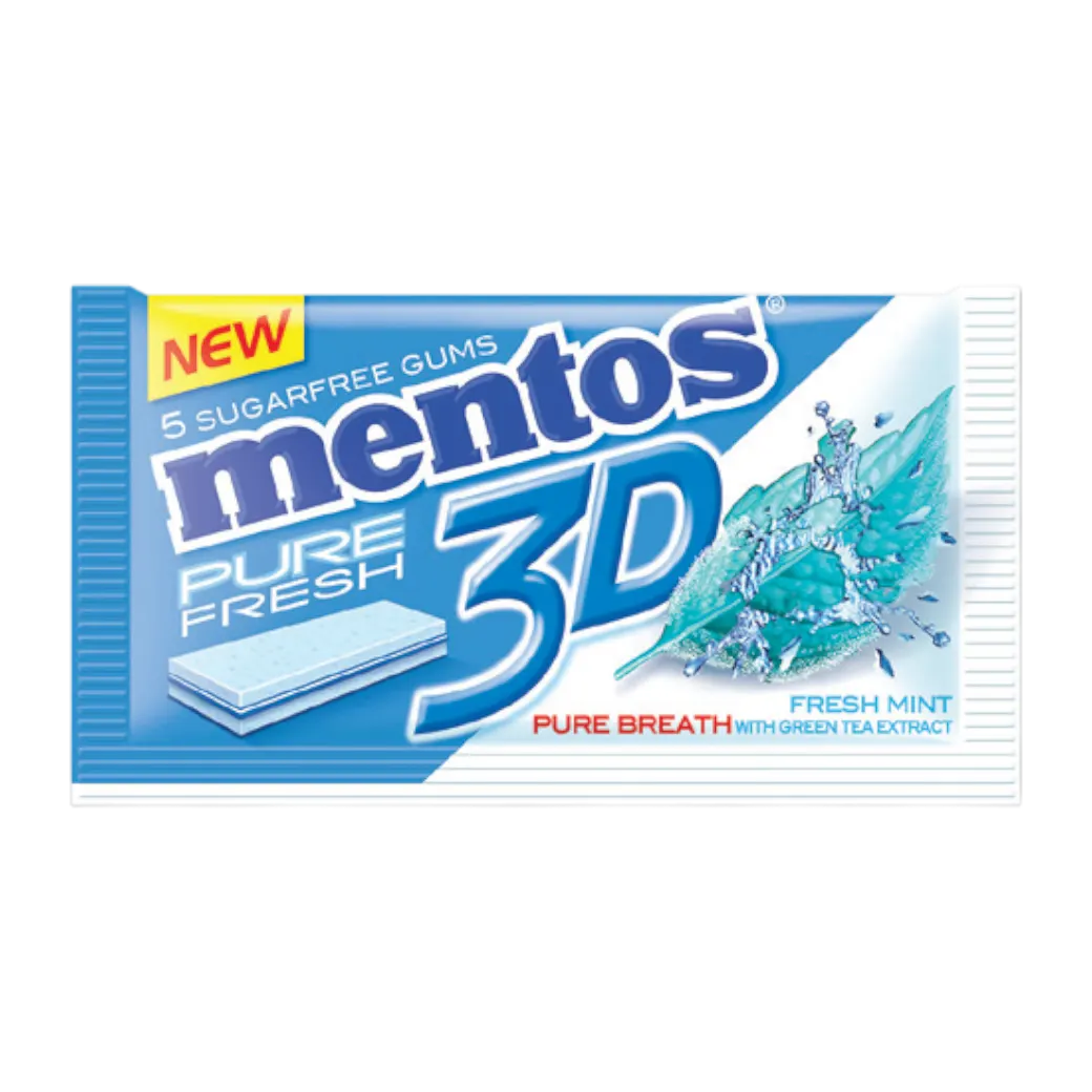 Pocket chewing-gum 3D fresh mint 10g - MENTOS 