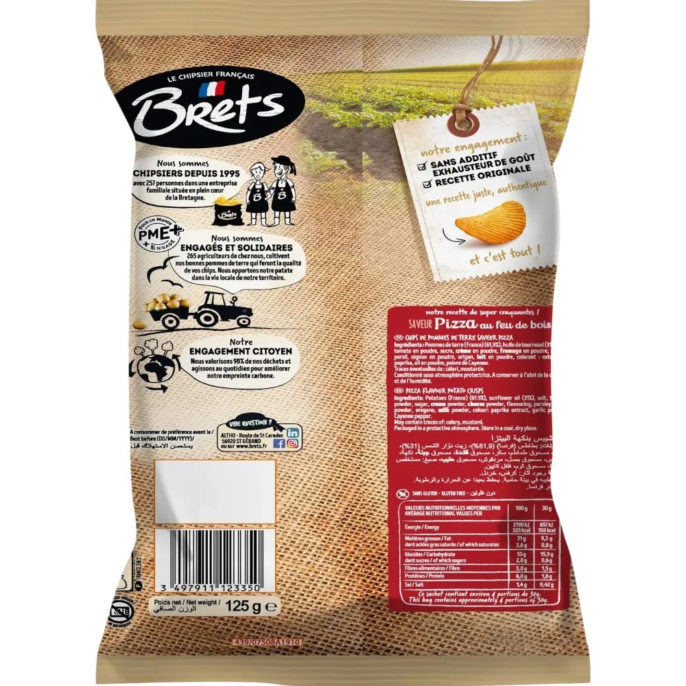 Chips saveur pizza au feu de bois 125g - BRETS - vue 2