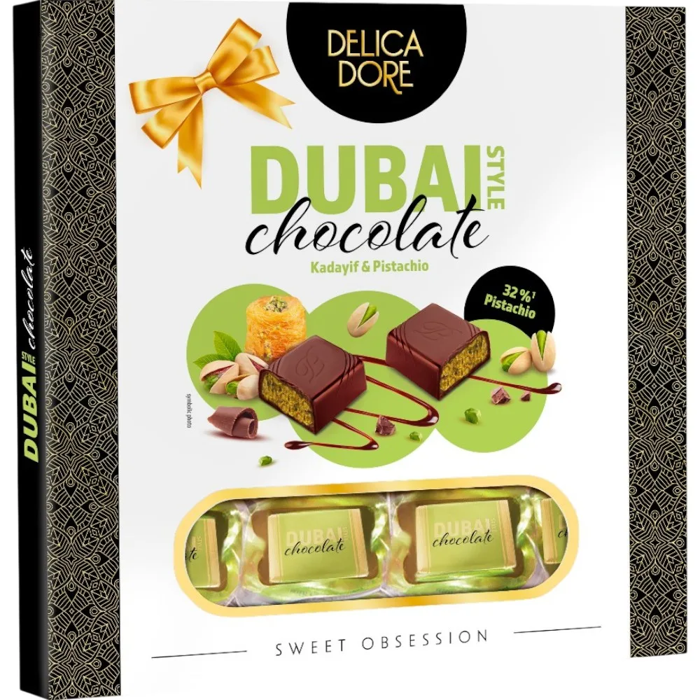Barre de chocolat au lait aux pistache et Kadayif Dubaï Style 189g - DELICA DORE
