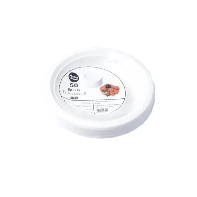 50 Bols En Plastique 17Cm Blancs
