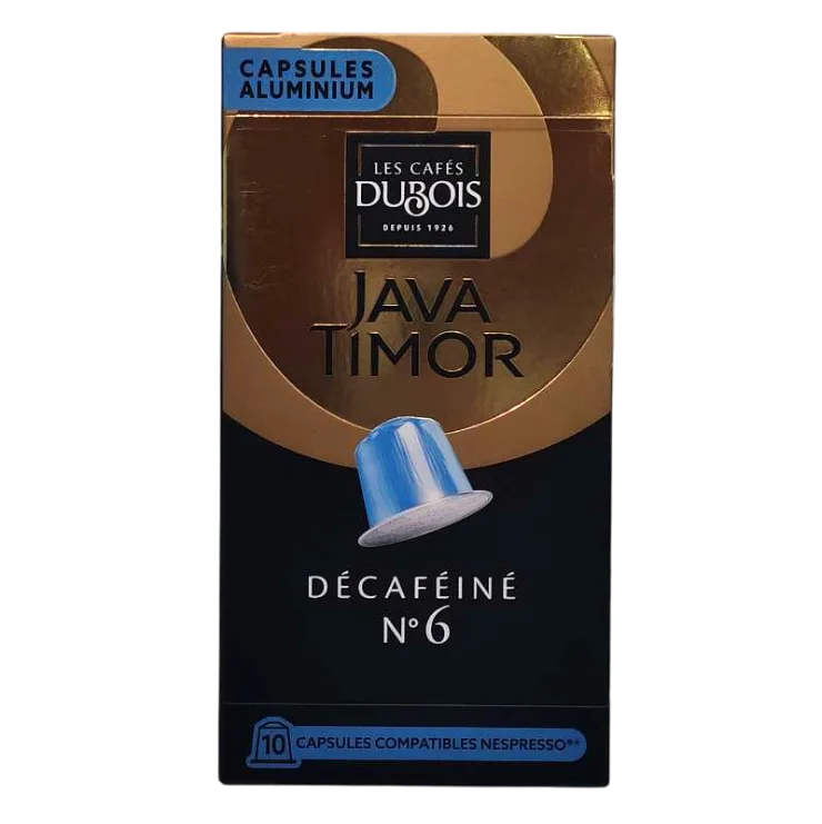 Capsules de café Décaféiné Java Timor n°6 x 10 unités - LES CAFÉS DUBOIS