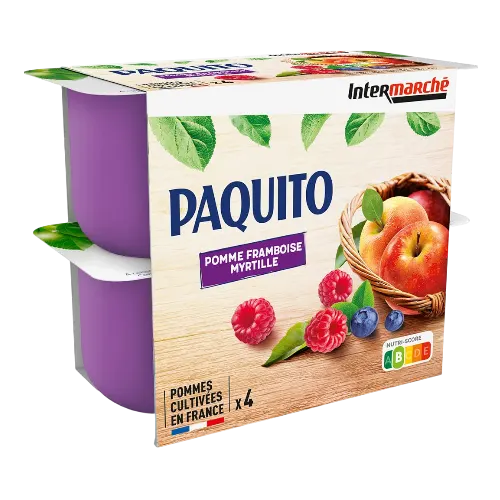 Intermarché - Compote pomme framboise myrtille 4x100g - PAQUITO