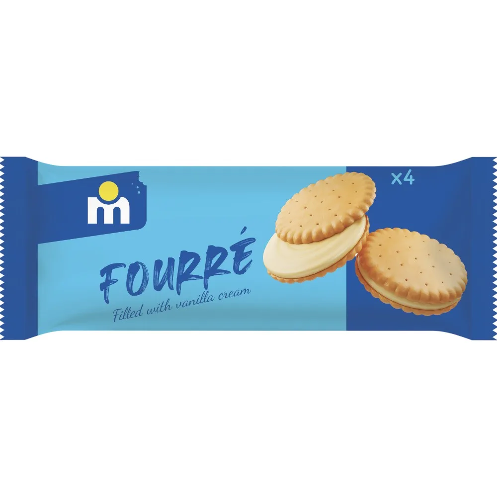 Biscuits fourrés à la crème vanille 59g - MARJANE