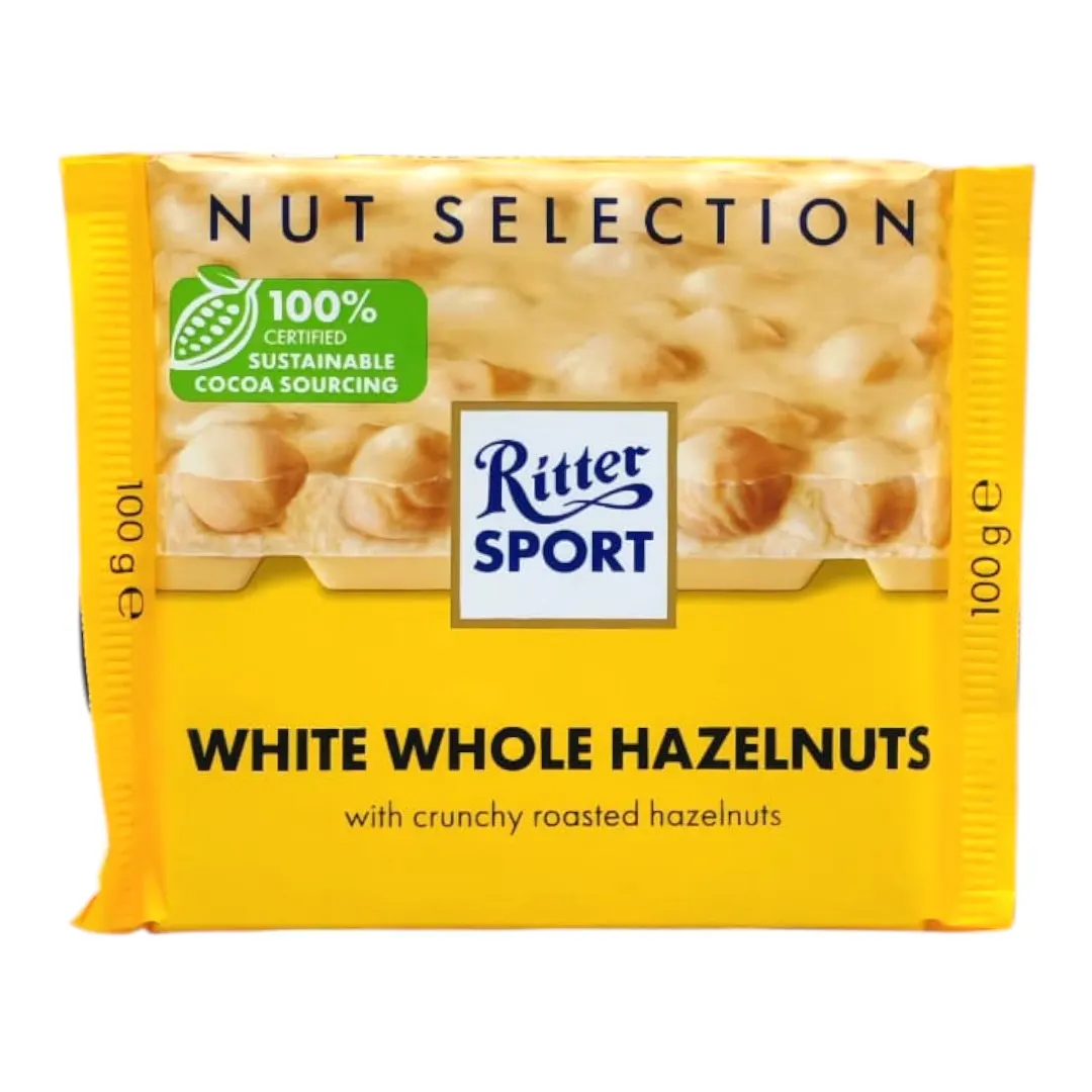 Chocolat blanc aux noisettes entières 100g - RITTER SPORT