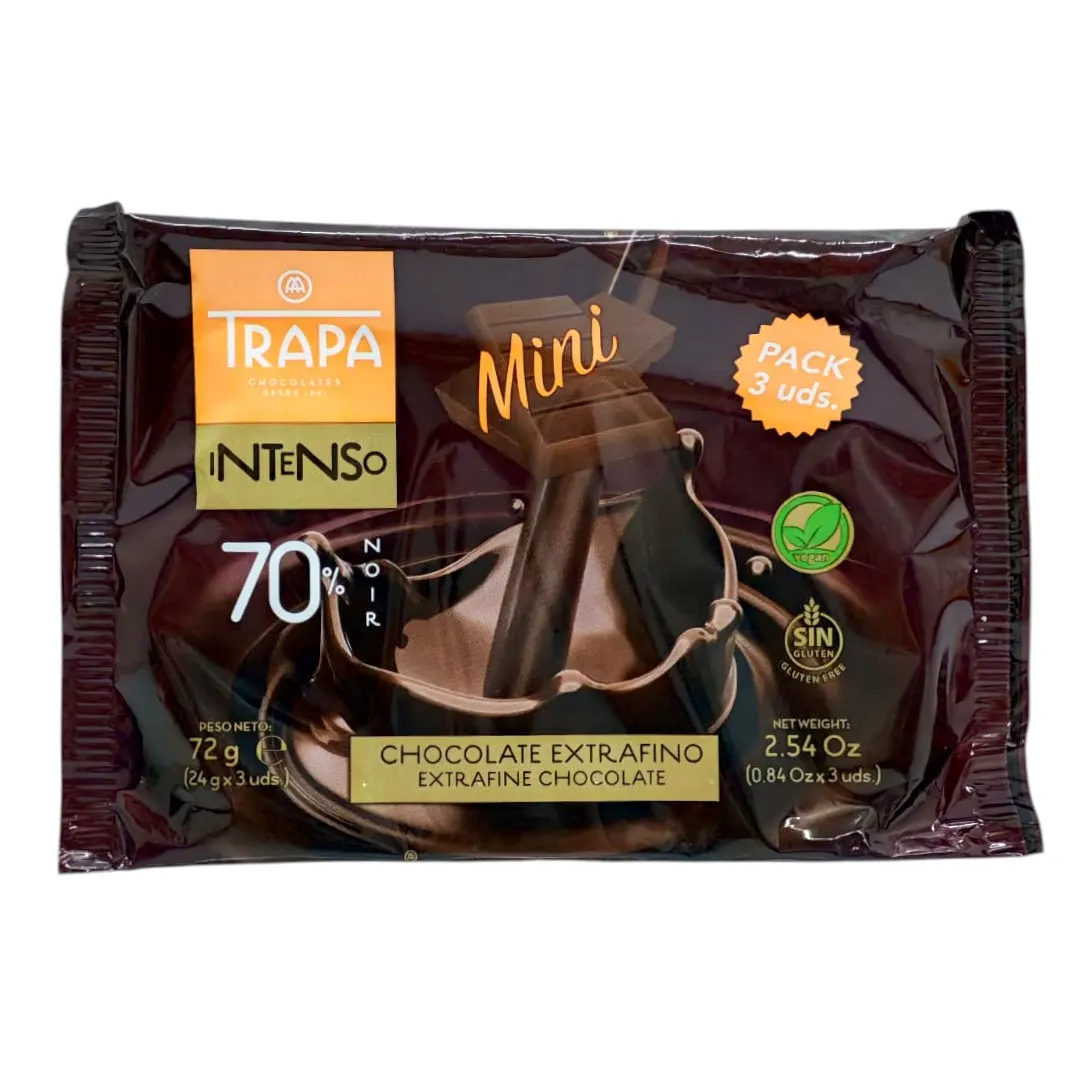 Mini chocolats noirs 70% Intenso 3x24 g - TRAPA