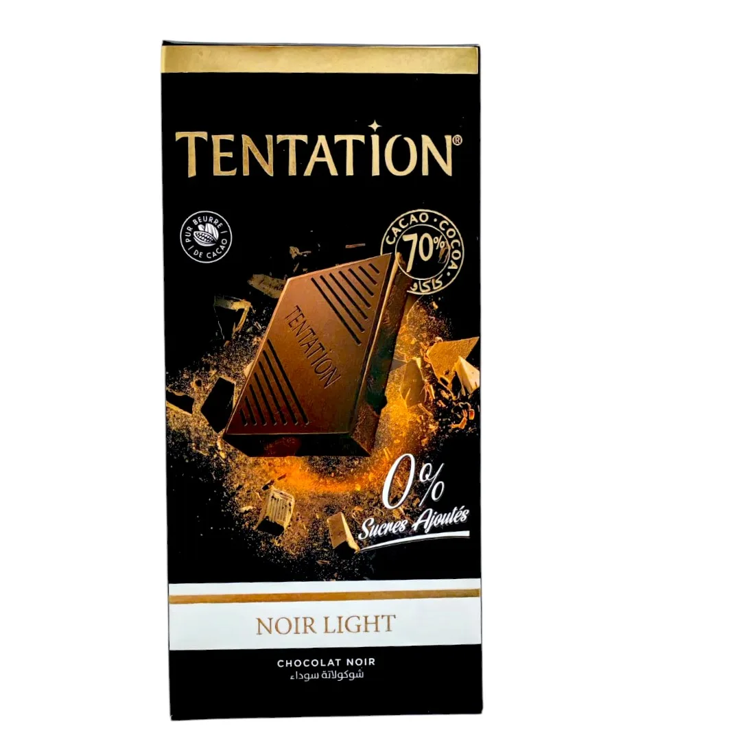 Tablette chocolat noir light 70% Tentation 0% sucres ajoutés 100g - AIGUEBELLE