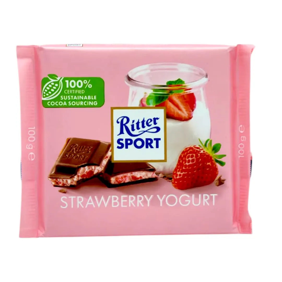 Chocolat fourré au yaourt à la fraise et riz soufflé 100g - RITTER SPORT 