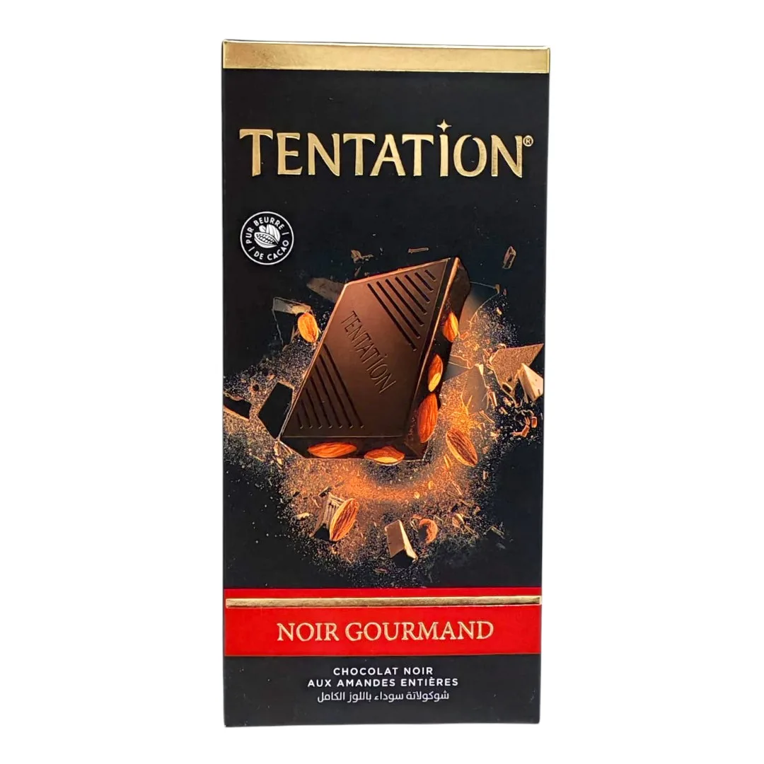 Tablette de chocolat noir aux amandes Noir gourmand Tentation 150g - AIGUEBELLE