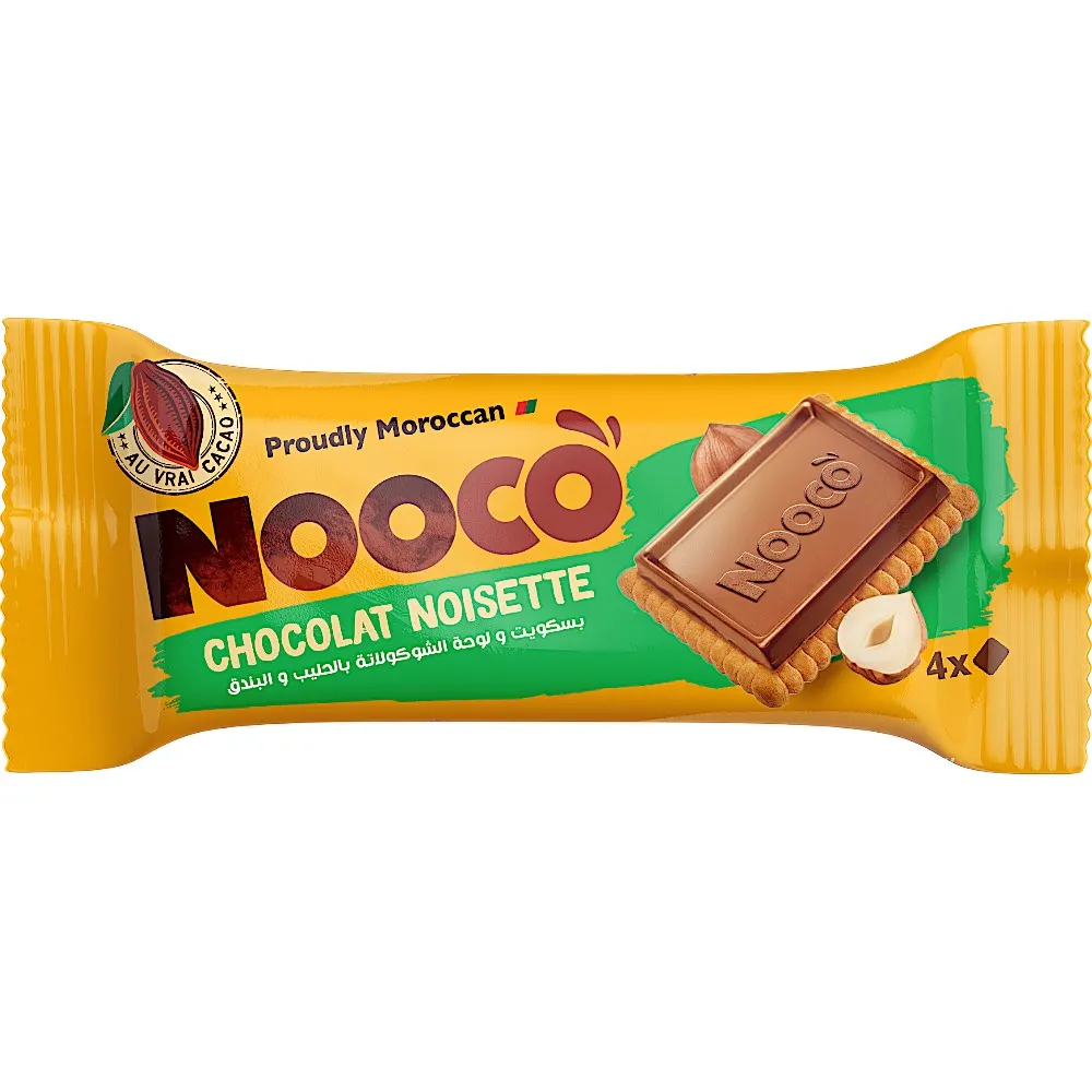Biscuits tablette au chocolat au lait et noisette 52g - NOOCO