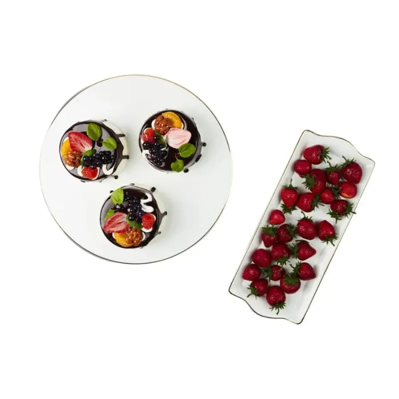Plat de Service en porcelaine avec liseré doré 34x14cm