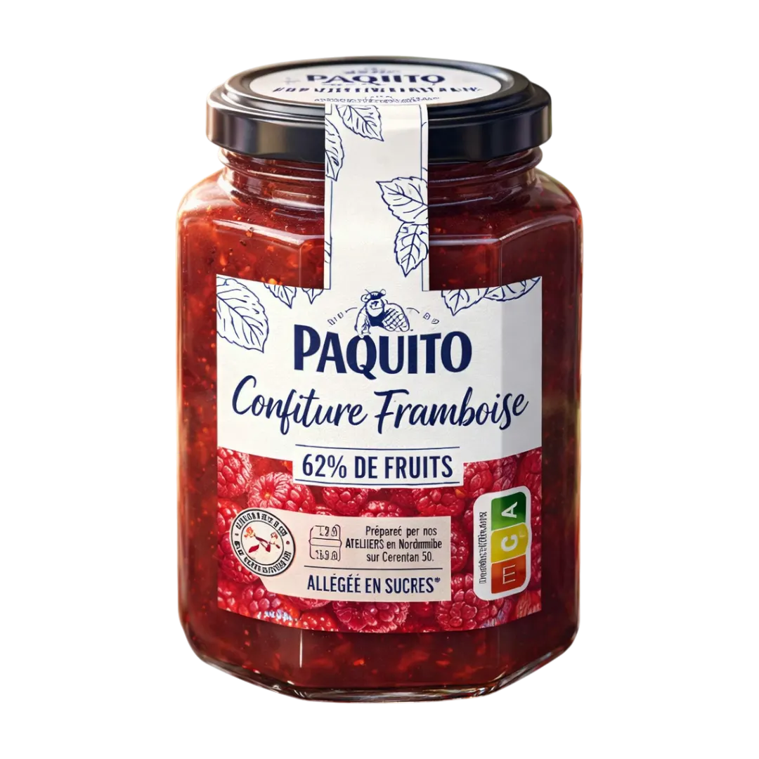 Intermarché – Confiture de framboises 62% 310g – PAQUITO