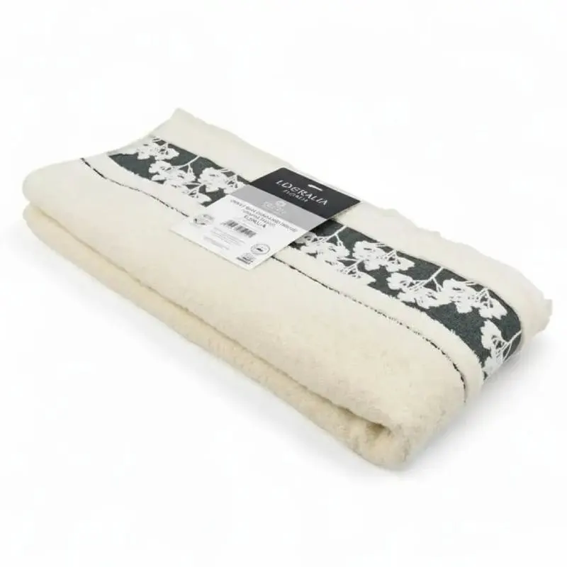 Drap de bain Floralia blanc Jacquard 100x150cm 500g